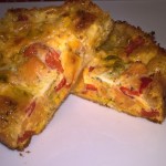 Budincă cu mozzarella, cartof dulce și ardei