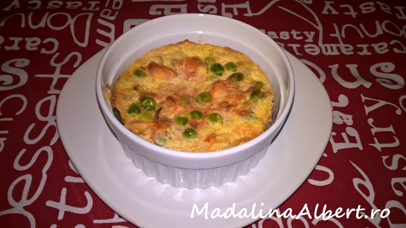 Budincă cu somon și mazăre